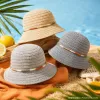 Colorful woven Korean-style sunshade baseball cap for adults, summer straw hat for women Specification image